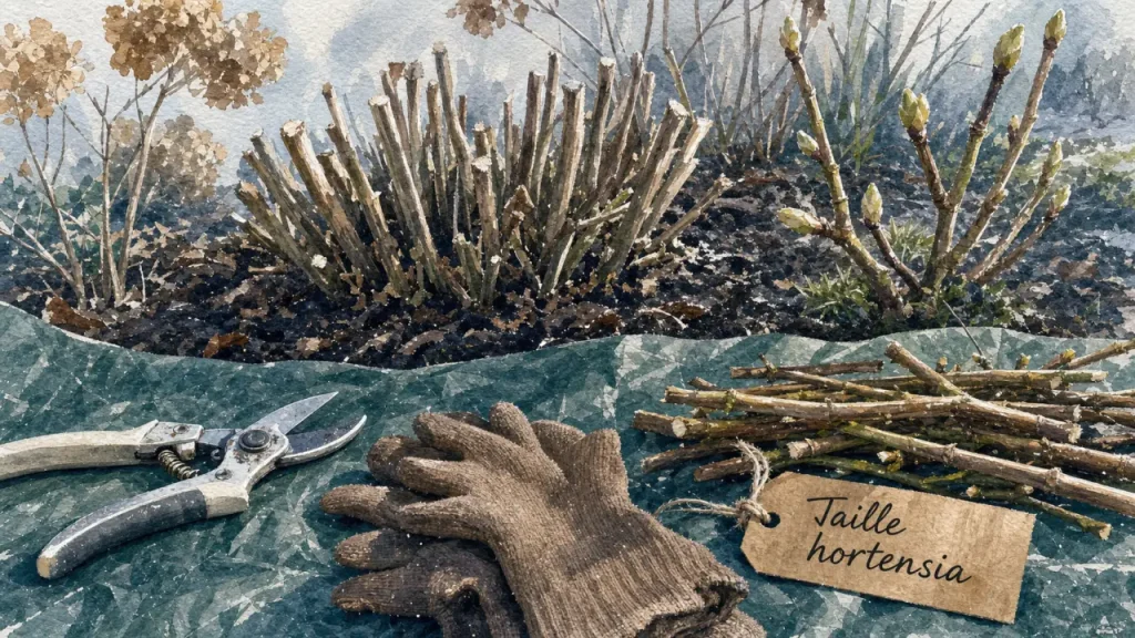 Quand couper hortensia : taille près du sol en fin d’hiver