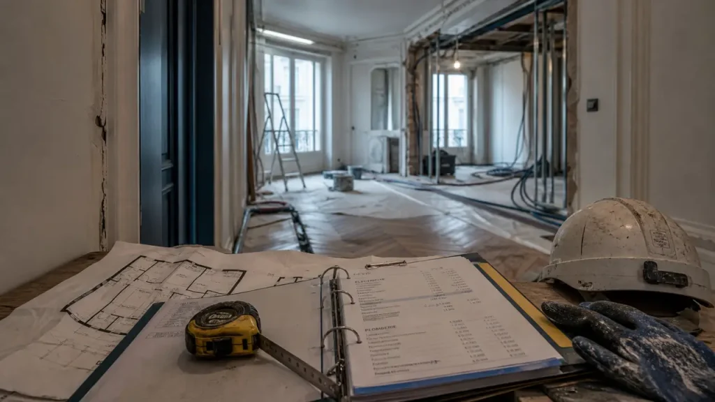 Rénovation appartement paris 17 : plan chantier haussmannien, budget et devis en cours