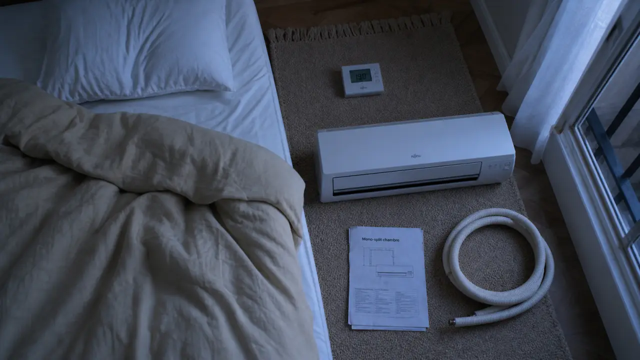 Climatisation chambre : mono-split silencieux, thermostat et fenêtre pour dormir sans souffle direct