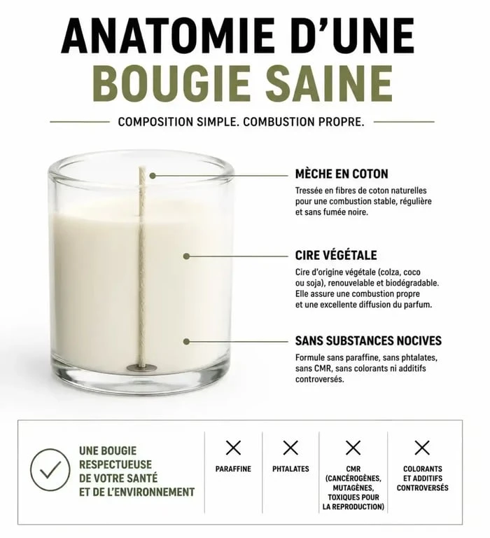 Anatomie d'une bougie saine et composition des bougies