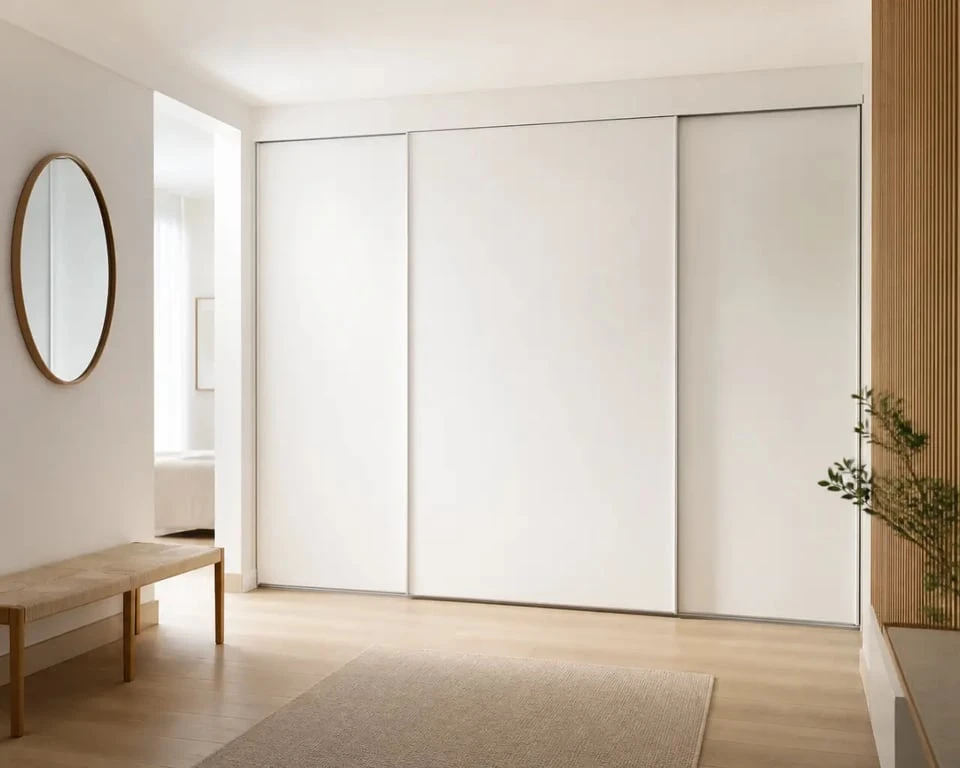Idée pour fermer un placard sans porte avec des portes coulissantes dans un petit espace