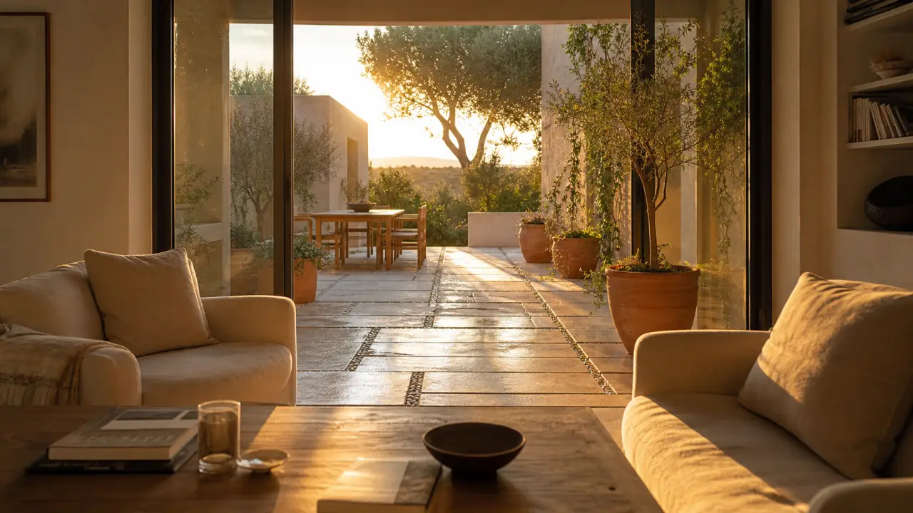 Patio dans maison : lumière et intimité dans un patio central