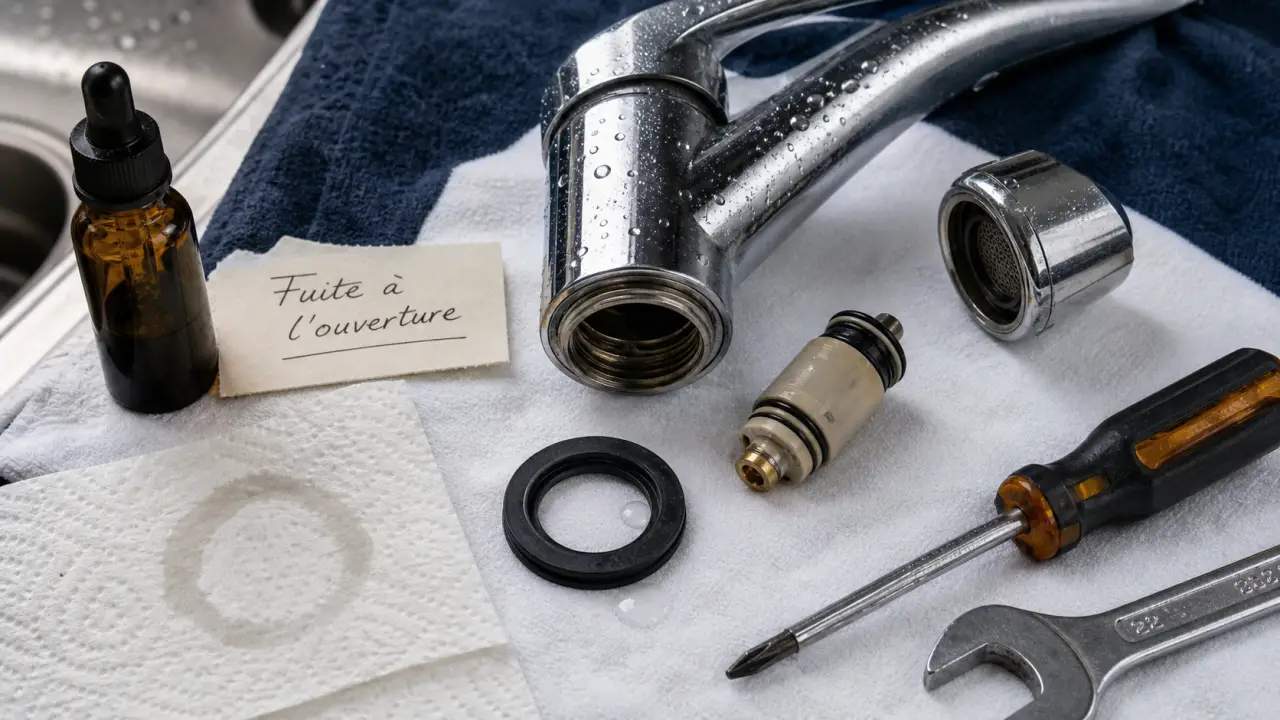 Robinet qui fuit quand on l'ouvre : joint et cartouche en cause