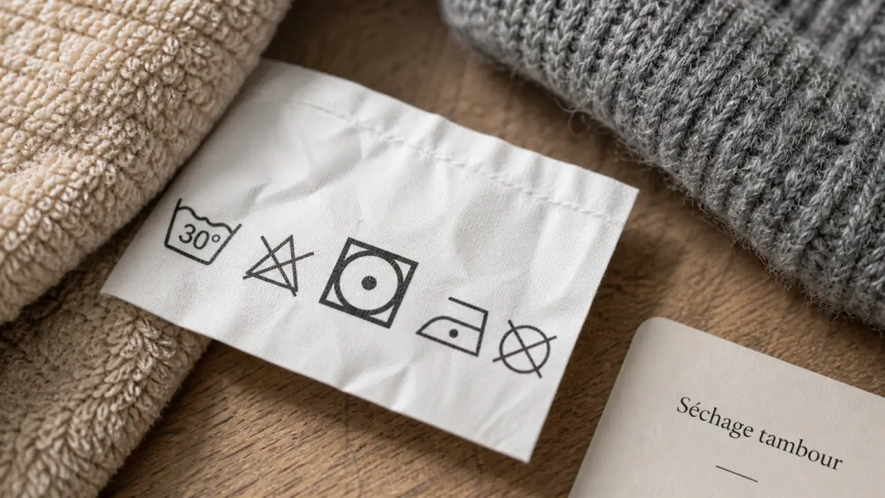 Symbole du seche linge : pictogramme avec cercle barré et point
