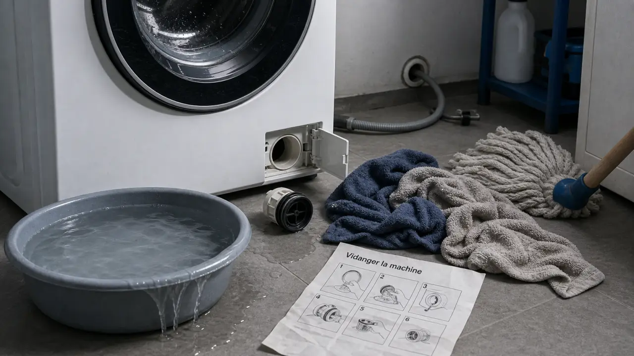 Vidanger machine à laver : tuyau, filtre et pompe, trappe de vidange