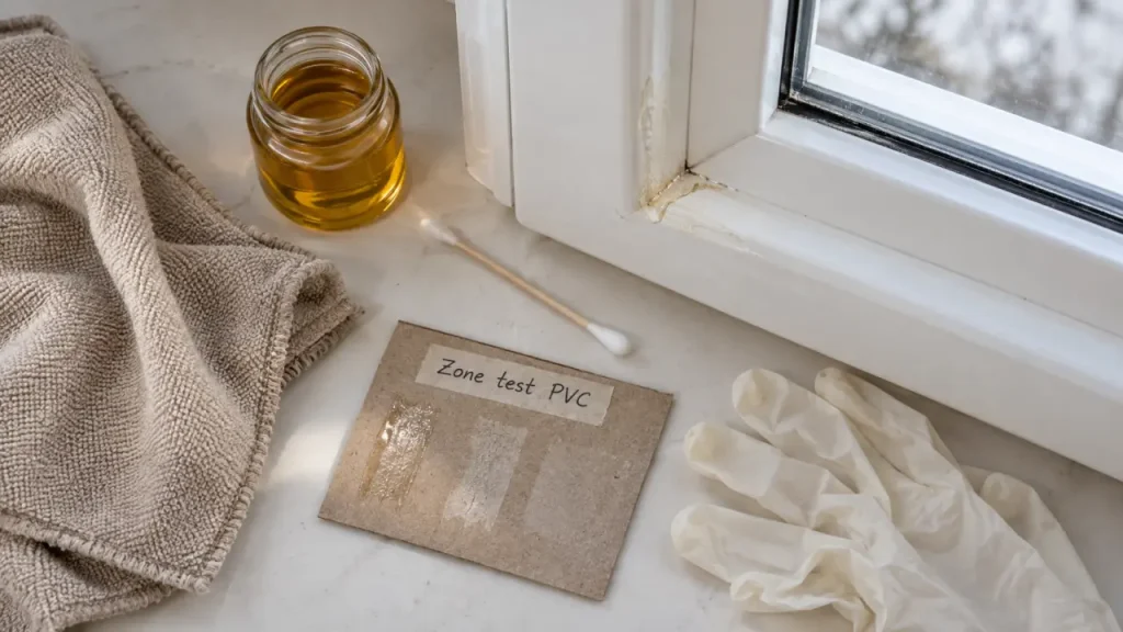 Enlever colle sur pvc fenetre avec huile avant solvants