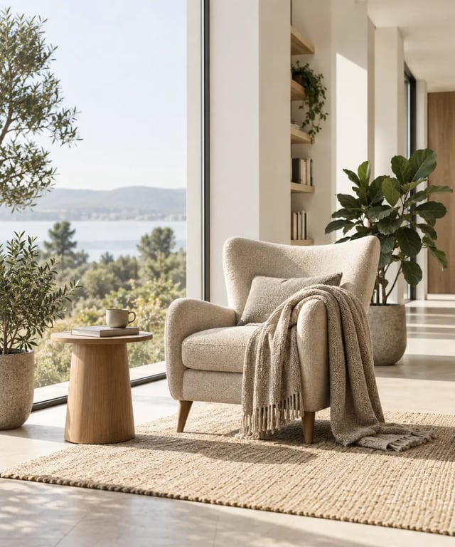 Aménager un coin lecture cosy près d'une fenêtre avec un fauteuil confortable et des plantes