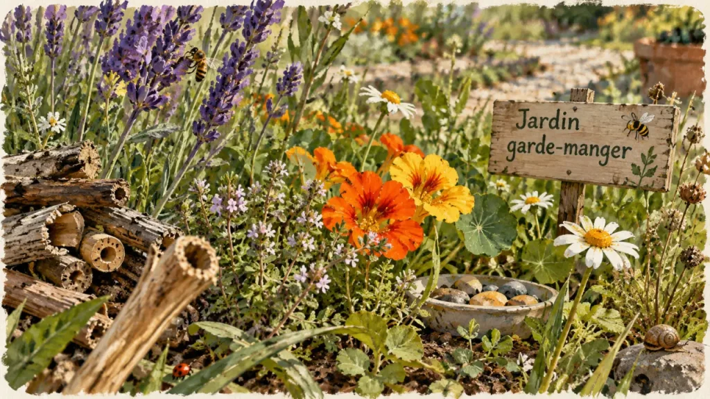 Attirer les pollinisateurs au jardin : fleurs locales et refuge en bois