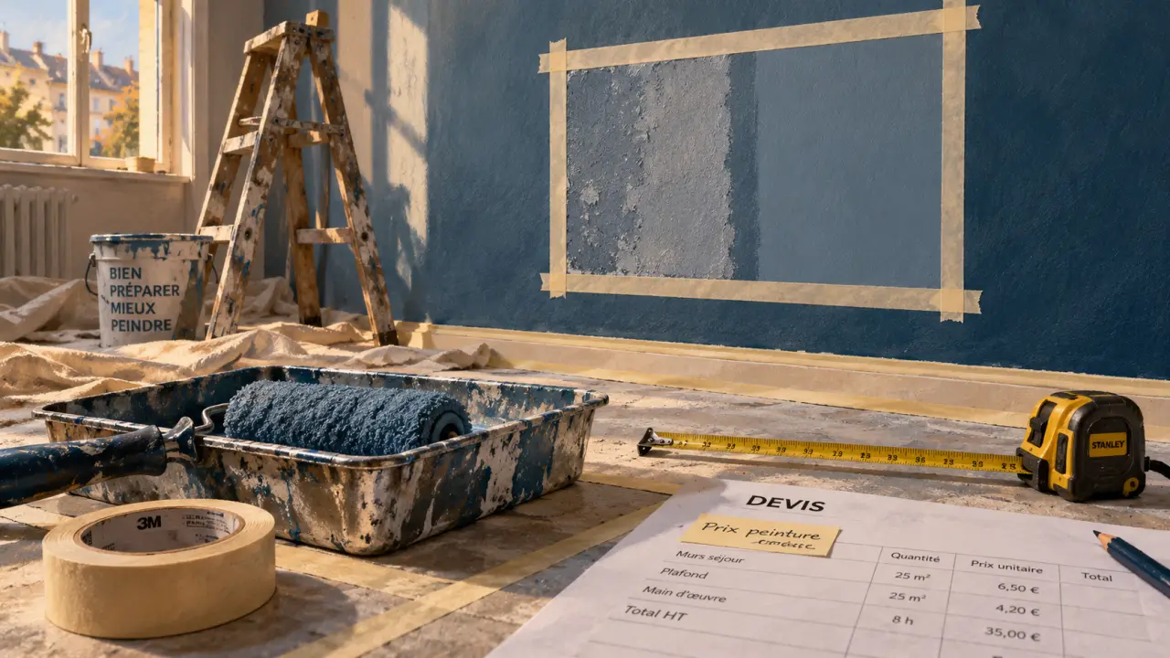 Prix de la peinture au m2 : test de préparation sur chantier