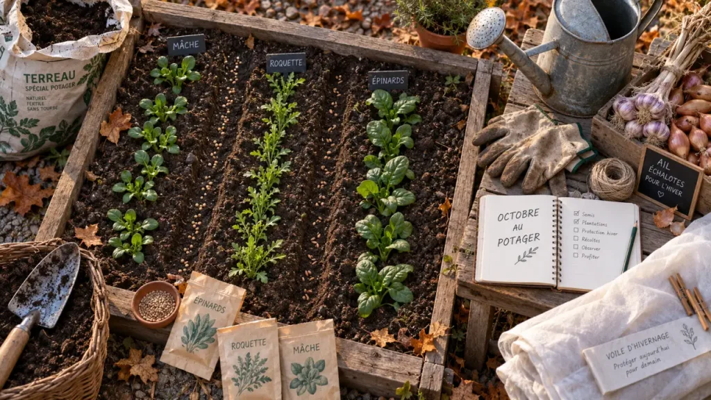 Que planter en octobre au potager : ail, mâche et épinards